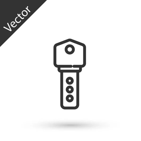 Šedá Čára Dům Klíč Ikona Izolované Bílém Pozadí Vektor — Stockový vektor