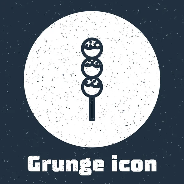 Grunge Line Takoyaki Auf Einem Stick Symbol Isoliert Auf Grauem — Stockvektor