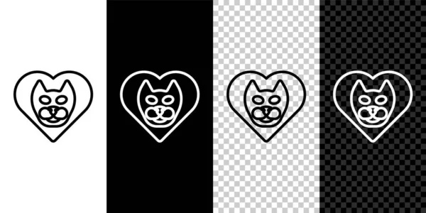 Сердце Кошачьей Иконкой Выделенной Черно Белом Прозрачном Фоне Люблю Животных — стоковый вектор