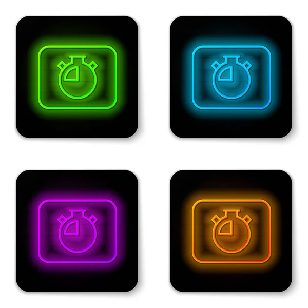 Glowing Neon Line Stopwatch Icon Isolated White Background Time Timer — Stock Vector