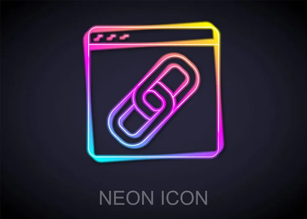 Glödande Neon Line Browser Fönster Ikonen Isolerad Svart Bakgrund Vektor — Stock vektor