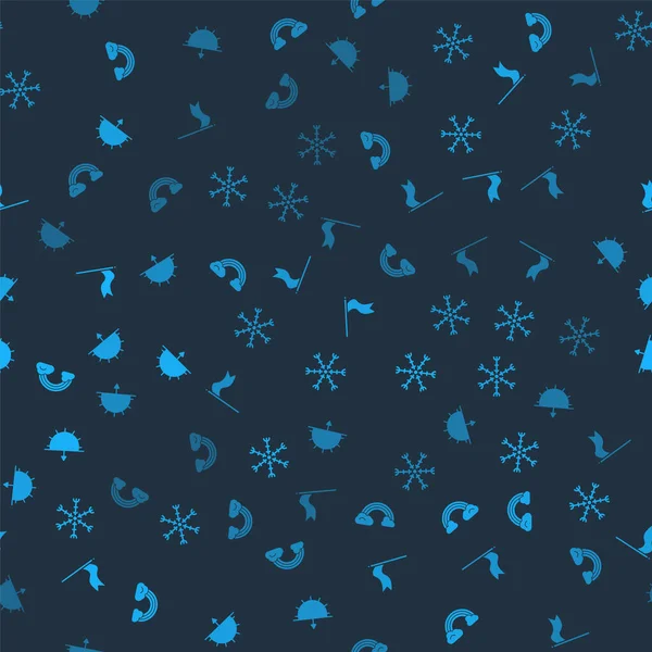 Установите Радугу Облаками Снежинки Метеорологические Лопасти Ветра Заката Бесшовный Рисунок — стоковый вектор
