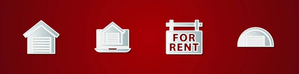 Set Garage Online Real Estate House Hanging Sign Rent Icon — Stock Vector