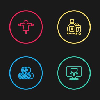 Saman Yuvarlama, Udder, tam tohum bitkisi ve bostan korkuluğu ikonu koyun. Vektör