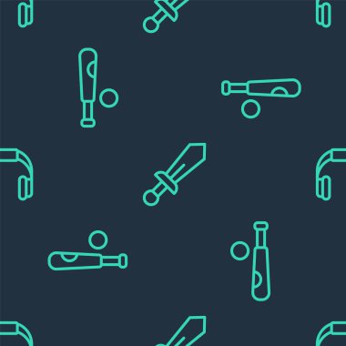 Kılıç oyuncağı, top ve kulaklıklı beysbol sopası. Vektör