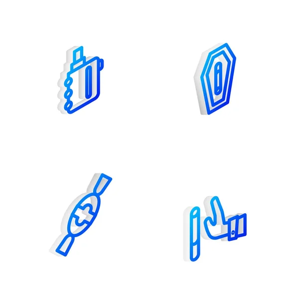 Set Isometric Line Death Smoking Electronic Cigarette Candy Giving Icon — Stock Vector