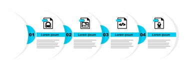 Satır OGG dosya belgesi, HTML, JPG ve MP3 simgesini ayarla. Vektör