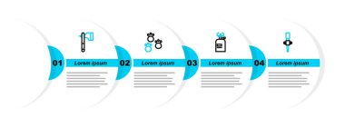 Meşale hattı, gaz ocağı, pati izi ve tahta balta ikonu. Vektör