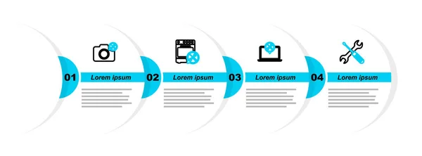 Set Line Gekreuzter Schraubendreher Und Schraubenschlüssel Laptop Service Backofen Und — Stockvektor