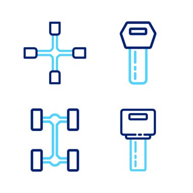 Hat anahtarını uzaktan kumandalı, Chassis arabalı ve İngiliz anahtarı ikonlu ayarla. Vektör