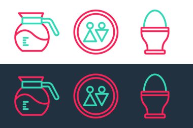 Tavuk yumurtası, kahve fincanı ve tuvalet ikonu. Vektör