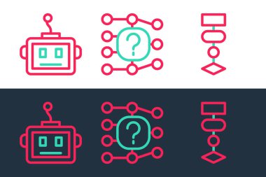 Satır Algoritması, Yapay Zeka Robotu ve Sinirsel Ağ simgesini ayarla. Vektör