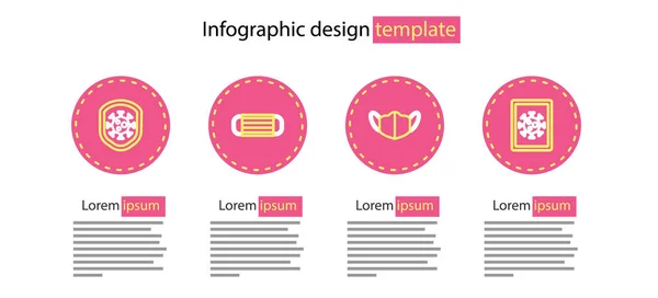 Establezca Línea Máscara Protección Médica Estadísticas Virus Monitor Escudo Que — Archivo Imágenes Vectoriales