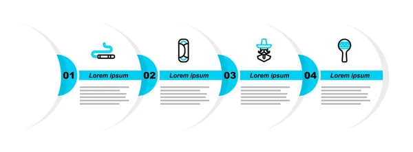 Setline Maracas Mexikanischer Sombrero Burrito Und Zigarren Ikone Vektor — Stockvektor