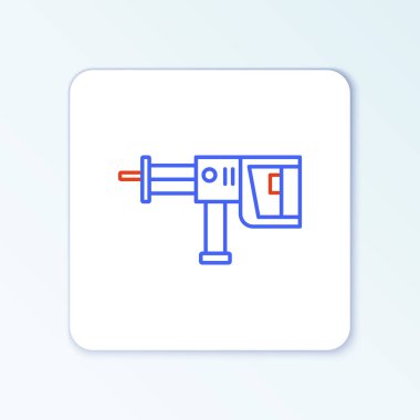 Beyaz arka planda elektirikli döner çekiç matkabı simgesi izole edildi. İnşaat, onarım ve onarım için kullanılan bir alet. Renkli taslak konsepti. Vektör