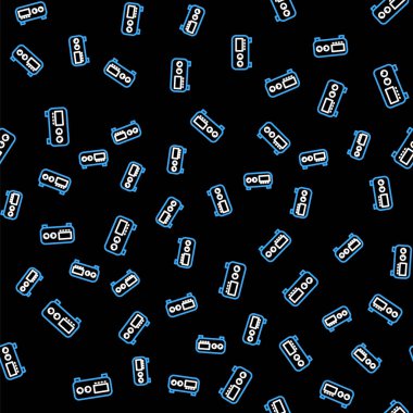 Line Guitar amplifikatör simgesi siyah arkaplanda izole edilmiş. Müzik aleti. Vektör