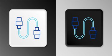 Hat USB kablo ikonu gri arkaplanda izole edildi. PC ve mobil cihazlar için bağlantı ve soketler. Renkli taslak konsepti. Vektör