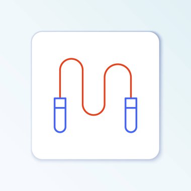 İp atlama simgesi beyaz arkaplanda izole edildi. İp atlıyorum. Spor malzemeleri. Renkli taslak konsepti. Vektör