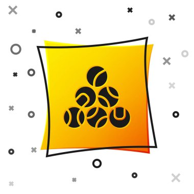 Siyah beyzbol topu ikonu beyaz arkaplanda izole edildi. Sarı kare düğme. Vektör