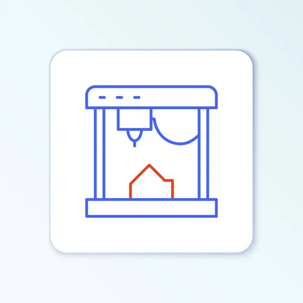 Lijn 3D printer pictogram geïsoleerd op witte achtergrond. Kleurrijk concept. Vector — Stockvector