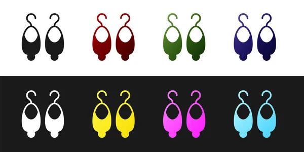 Establecer Pendientes icono aislado sobre fondo blanco y negro. Accesorios de joyería. Vector — Vector de stock