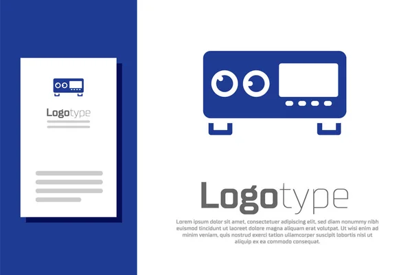 Niebieska ikona wzmacniacza gitarowego izolowana na białym tle. Instrumenty muzyczne. Element szablonu logo. Wektor — Wektor stockowy