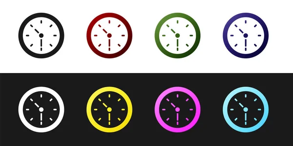 Establecer icono del reloj aislado sobre fondo blanco y negro. Símbolo de tiempo. Vector — Vector de stock