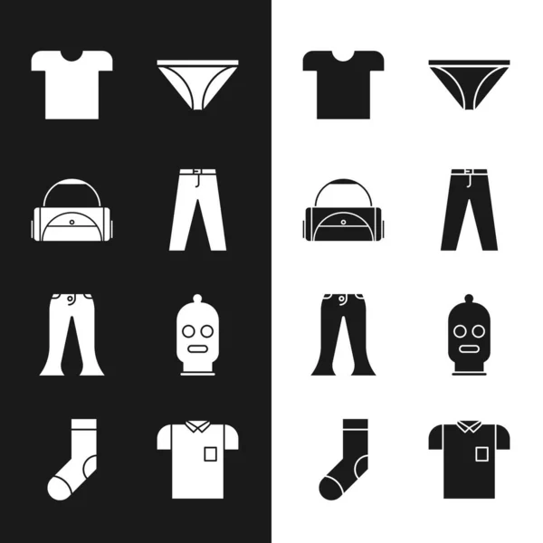 Spodnie, torba sportowa, T-shirt, Męskie majtki, ikona kominiarki, Polo i Skarpetki. Wektor — Wektor stockowy