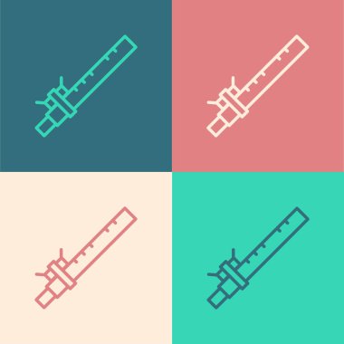 Pop sanat çizgisi Bambu flüt Hint müzik enstrümanı ikonu renk arkaplan izole. Vektör.