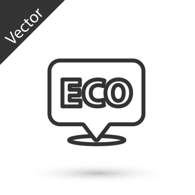 Gri çizgi Banner, etiket, etiket, eko yeşil sağlıklı yiyecek simgesi için logo beyaz arka planda izole edilmiş. Organik ürün. Sağlıklı yemek etiketi. Vektör.