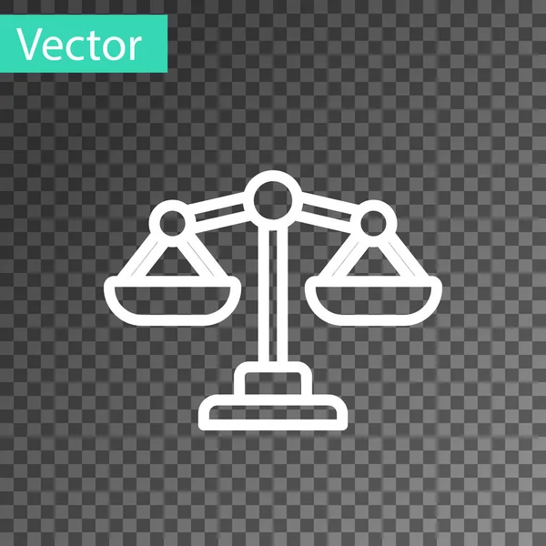 Línea Blanca Escalas Justicia Icono Aislado Sobre Fondo Transparente Símbolo — Vector de stock