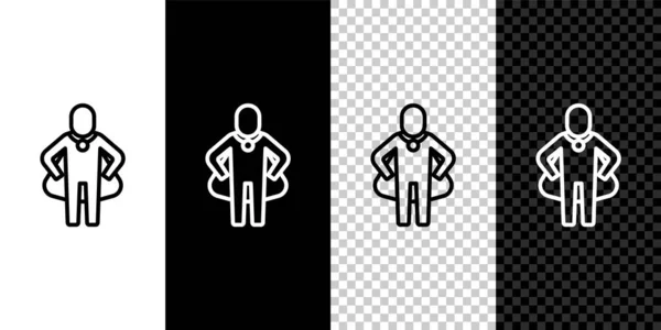 Set Line Head Hunting Icon Isolated Black White Transparent Background — Stock Vector