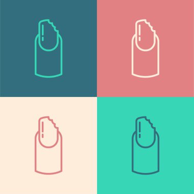 Pop sanat eseri kırılan tırnak ikonu renk arkaplanında izole edilmiş. Tırnağı çatlamış. Vektör.