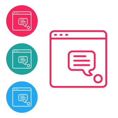 Kırmızı çizgi Yeni sohbet ileti bildirim simgesi beyaz arkaplanda izole edildi. Smartphone sohbet mesajları konuşma baloncukları. Simgeleri daire düğmelerine ayır. Vektör.