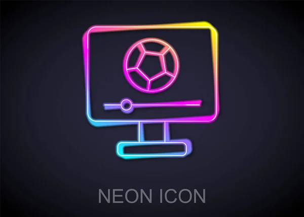 Leuchtende Neon Linie Fußballspiel Auf Symbol Isoliert Auf Schwarzem Hintergrund — Stockvektor