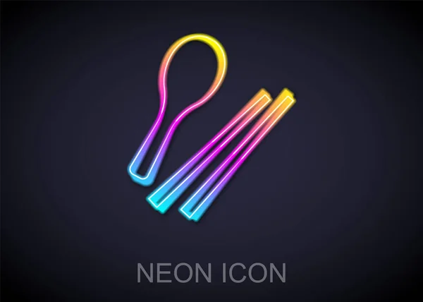 Žhnoucí Neonová Čára Ikona Hůlek Izolovaných Černém Pozadí Dřevěné Korejské — Stockový vektor