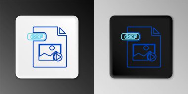 GIF dosya belgesi satırı. Gri arkaplanda gif düğmesi simgesi indir. GIF dosya simgesi. Renkli taslak konsepti. Vektör