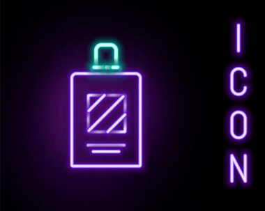Siyah arkaplanda parlayan neon hattı şampuan ikonu. Renkli taslak konsepti. Vektör