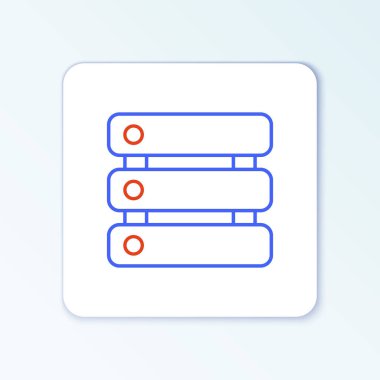 Satır Sunucusu, Data, Web sunucu simgesi beyaz arkaplanda izole edildi. Renkli taslak konsepti. Vektör