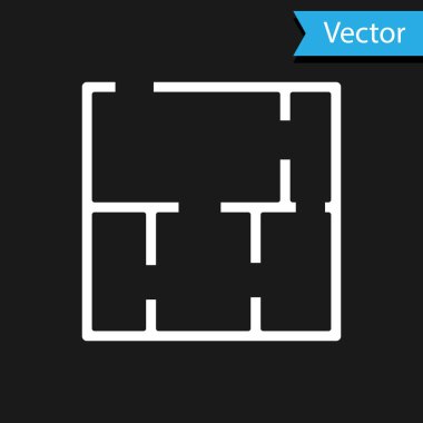 Beyaz Saray planı simgesi siyah arkaplanda izole edildi. Vektör.
