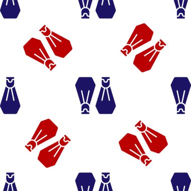 Yüzme ikonu için mavi ve kırmızı plastik yüzgeçler beyaz arka planda izole edilmiş pürüzsüz desen. Dalış ekipmanları. Olağanüstü bir spor. Spor malzemeleri. Vektör.