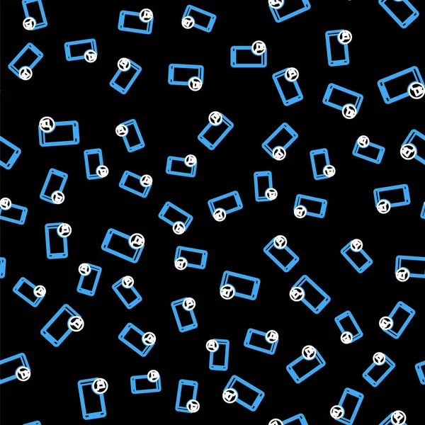 Лінія Мобільний Телефон Кошик Значок Ізольовані Безшовний Візерунок Чорному Тлі — стоковий вектор