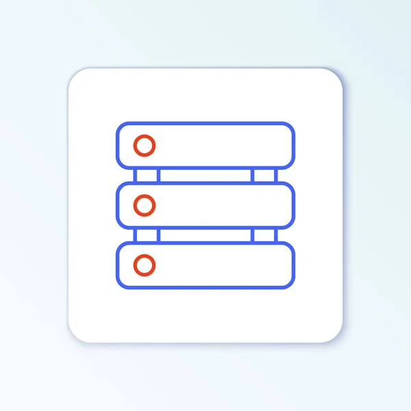 Zeilenserver Daten Webhosting Symbol Isoliert Auf Weißem Hintergrund Buntes Rahmenkonzept — Stockvektor
