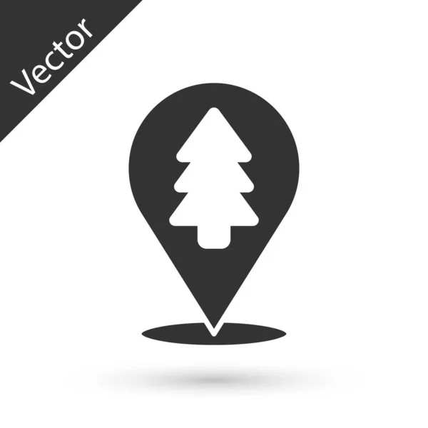 Localização Cinzenta Floresta Ícone Mapa Isolado Fundo Branco Ilustração Vetorial — Vetor de Stock