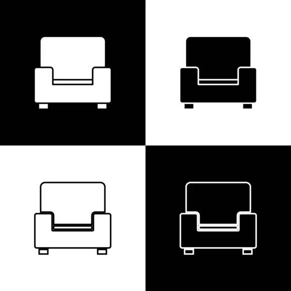 Установить Кресло Значок Изолирован Черно Белом Фоне Вектор — стоковый вектор