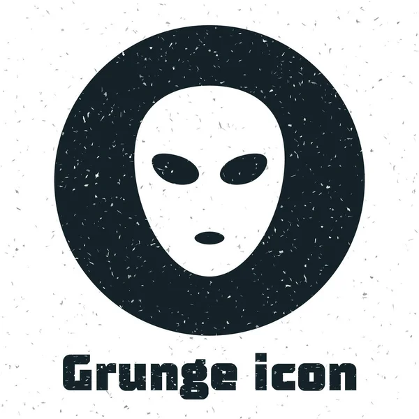 Grunge Alien Ikone Isoliert Auf Weißem Hintergrund Außerirdisches Alien Gesicht — Stockvektor