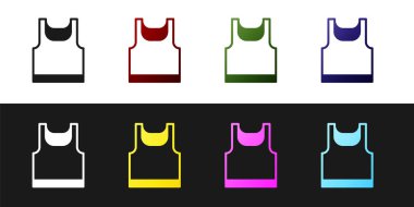 Siyah beyaz arkaplanda kolsuz spor tişörtü simgesini ayır. Vektör