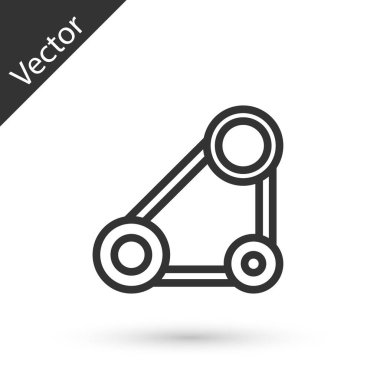 Beyaz arka planda gri çizgili zamanlama kemeri simgesi izole edildi. Vektör.