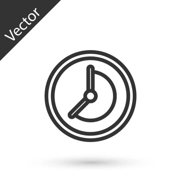 Ligne Grise Icône Horloge Isolé Sur Fond Blanc Symbole Temporel — Image vectorielle