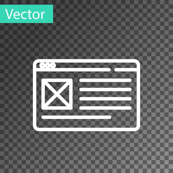 Weiße Linie Browser Fenster Symbol Isoliert Auf Transparentem Hintergrund Vektor — Stockvektor